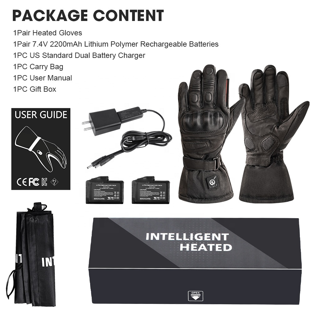 High Quality Genuine Leather E - Heated Gloves Electric recension och pris